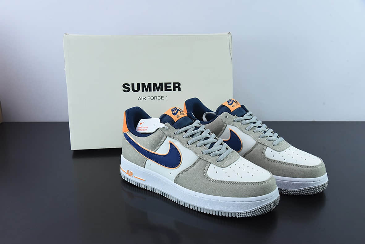 耐克NIke Air Force 1 '07 灰白蓝双勾布面空军一号低帮休闲板鞋纯原版本 货号:DG2296-021