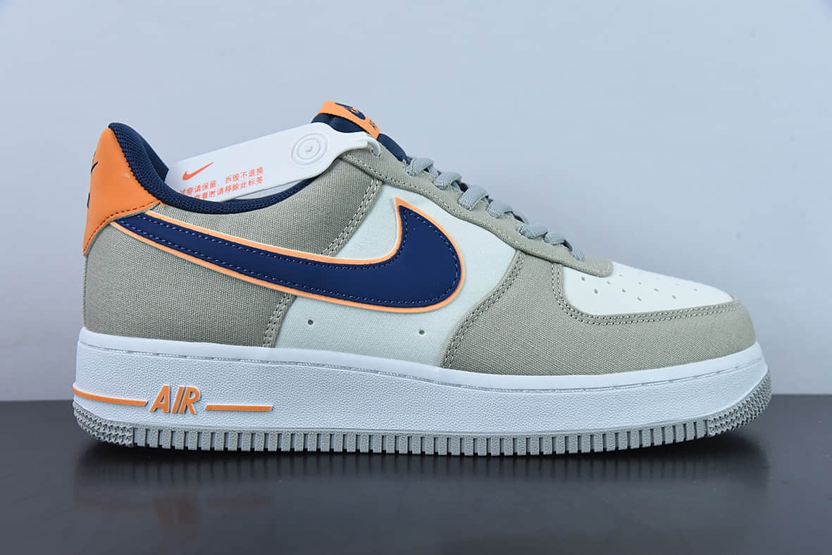 耐克NIke Air Force 1 '07 灰白蓝双勾布面空军一号低帮休闲板鞋纯原版本 货号:DG2296-021