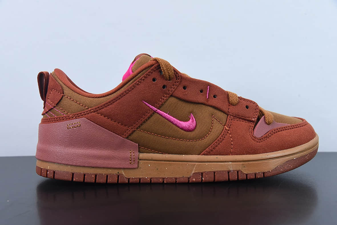 耐克Nike Wmns Dunk Low Disrupt 2Desert Bronze解构棕红粉双钩轻量扣篮破坏二代系列全新解构风低帮休闲运动滑板板鞋纯原版本 货号：DH4402-200