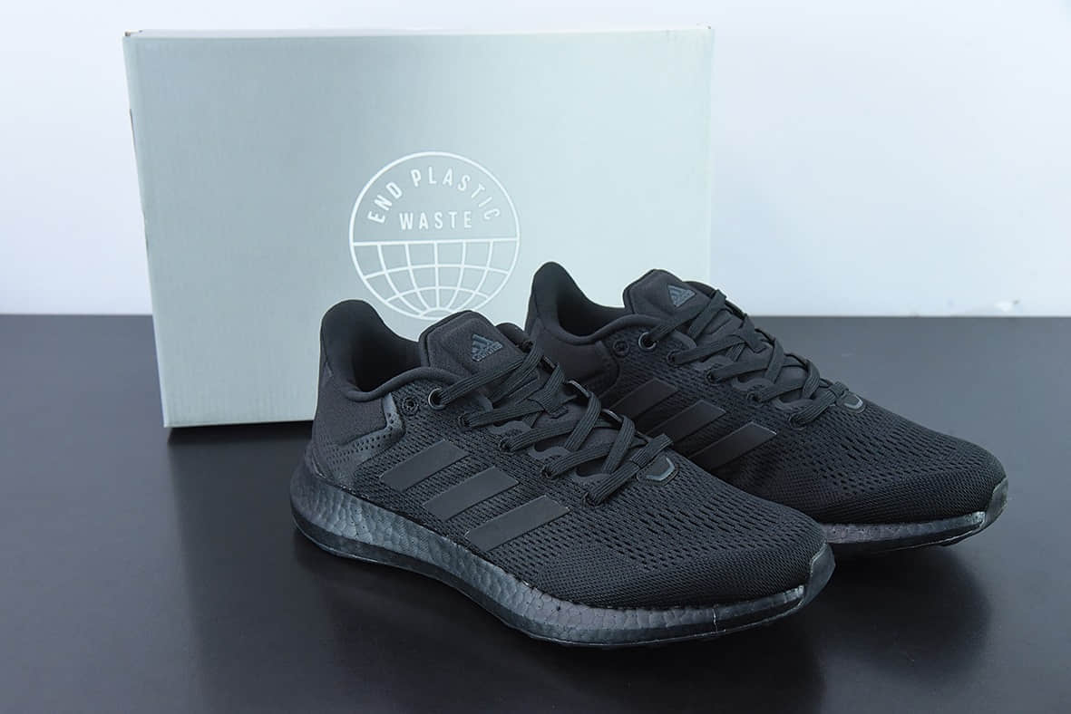 阿迪达斯Adidas Pureboost 21 PB21代纯黑色爆米花大底运动休闲跑步鞋纯原版本 货号：GY5095