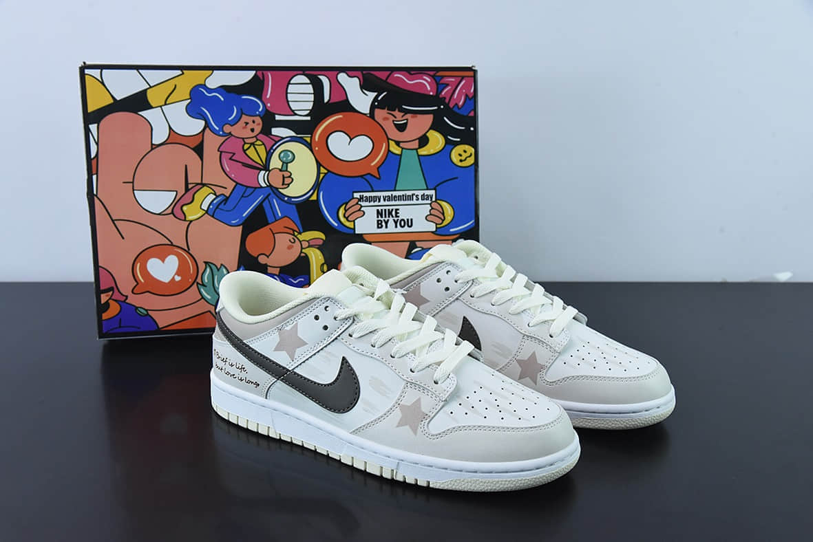 耐克Nike Dunk Low “Coconut Mik”520米白五角星定制配色低帮休闲滑板鞋纯原版本 货号:DD8052-116