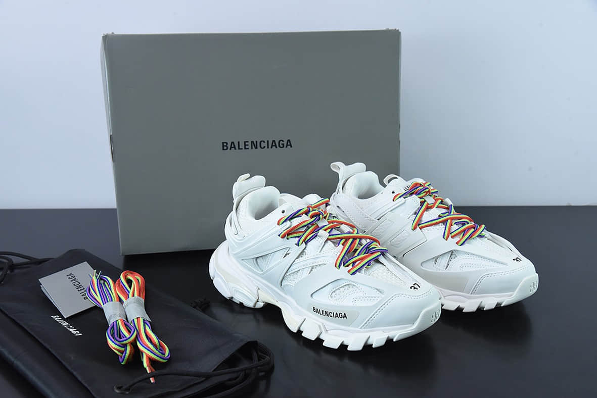 巴黎世家Balenciaga3.0 Track.2 Open Sneaker巴黎世家3.0白彩色低帮老爹鞋纯原版本 货号:542436W3RM19081