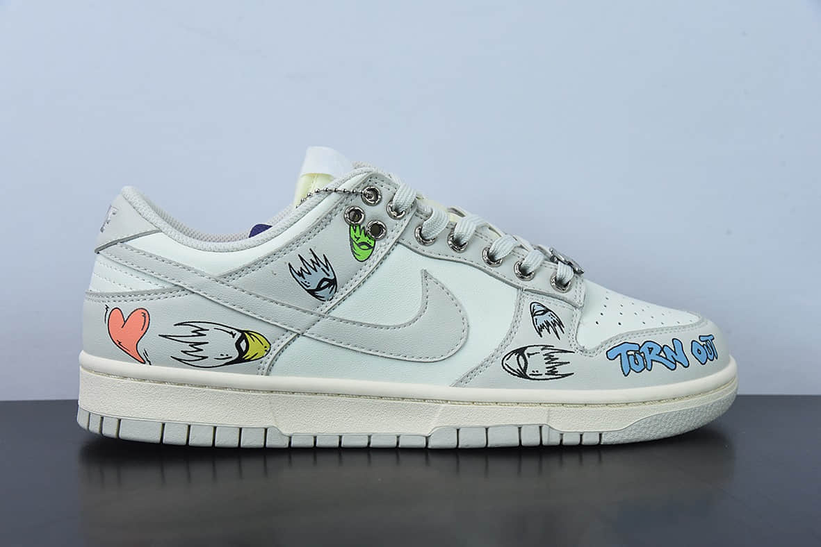 耐克Nike Dunk Low灰白涂鸦低帮休闲运动滑板鞋纯原版本 货号：DD1503-107