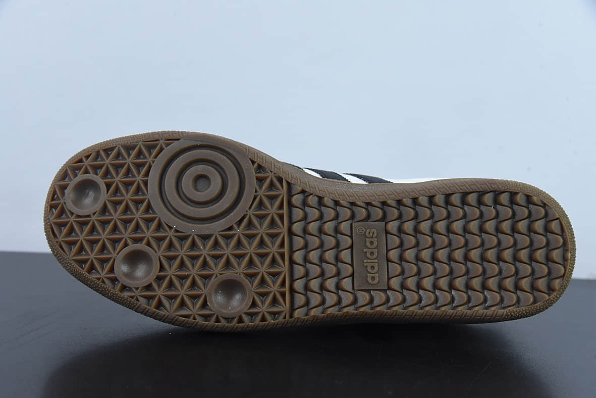 阿迪达斯Adidas Originals Samba Vegan OG桑巴舞系列皮革白黑浅灰焦糖底环保标识绅士德训足球风百搭低帮休闲运动板鞋纯原版本 货号：FW2427