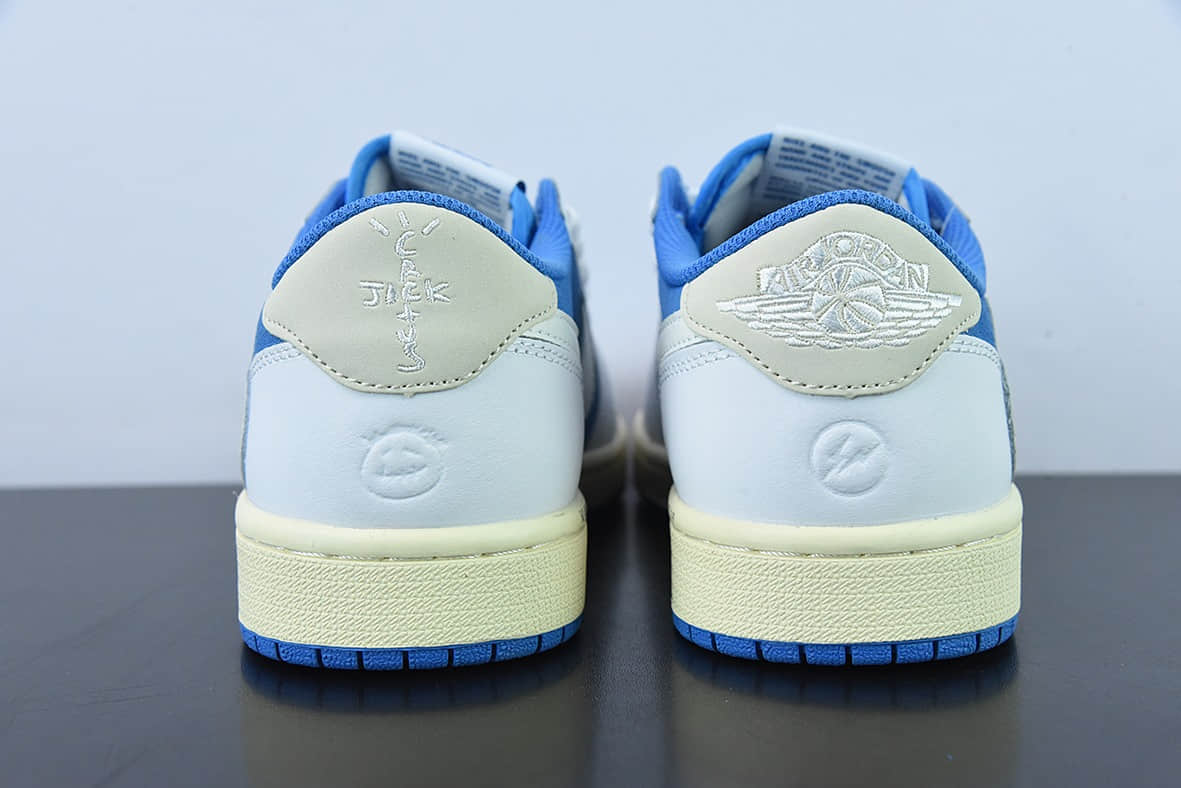 乔丹Air Jordan Fragment x Travis Scott x Air Jordan 1 Low 三方联名白蓝倒钩低帮休闲板鞋纯原版本 货号:CQ4277-212