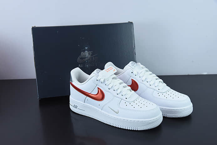 耐克Nike Air Force 1’07 LowWhiteRedSpace Silver白红太空银小钩空军一号低帮休闲板鞋纯原版本 货号：FD0654-100