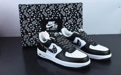 耐克Nike Air Force 1’07 LowBlack Paisley黑白腰果花反光空军一号低帮休闲板鞋纯原版本 货号：XM6389-316