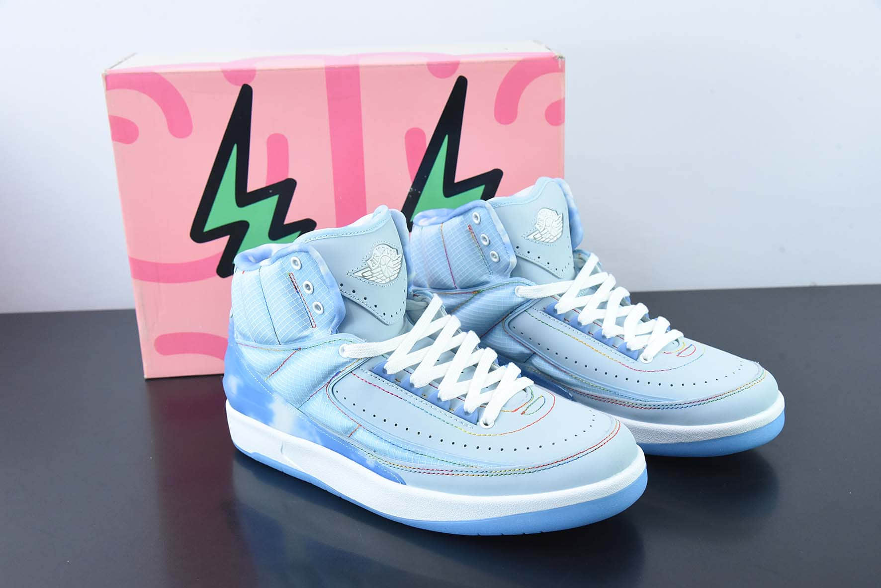 乔丹Air Jordan Balvin x Air Jordan AJ2 Retro High SP联名蓝色笑脸灯光高帮板鞋纯原版本 货号:DQ7691-419