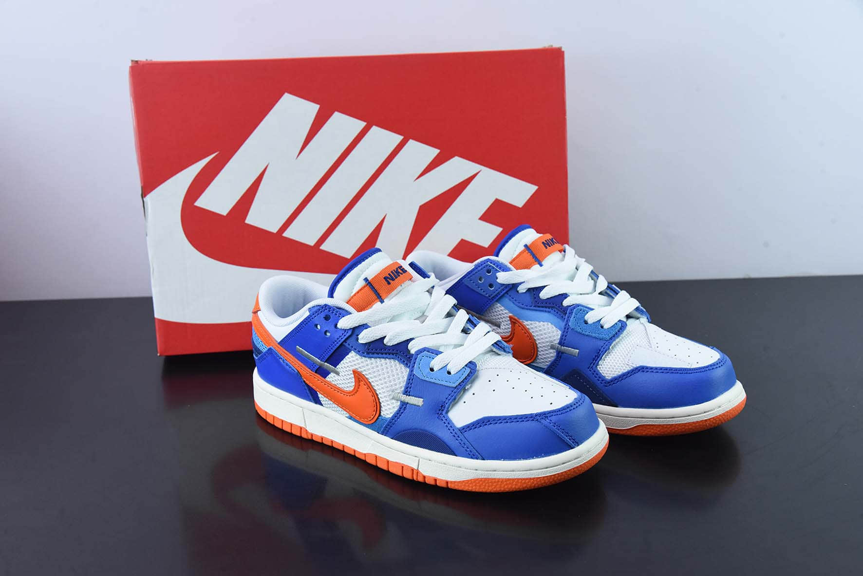 耐克Nike Dunk Scrap 蓝白橙尼克斯缝合怪低帮滑板鞋纯原版本 货号：DM0128-100