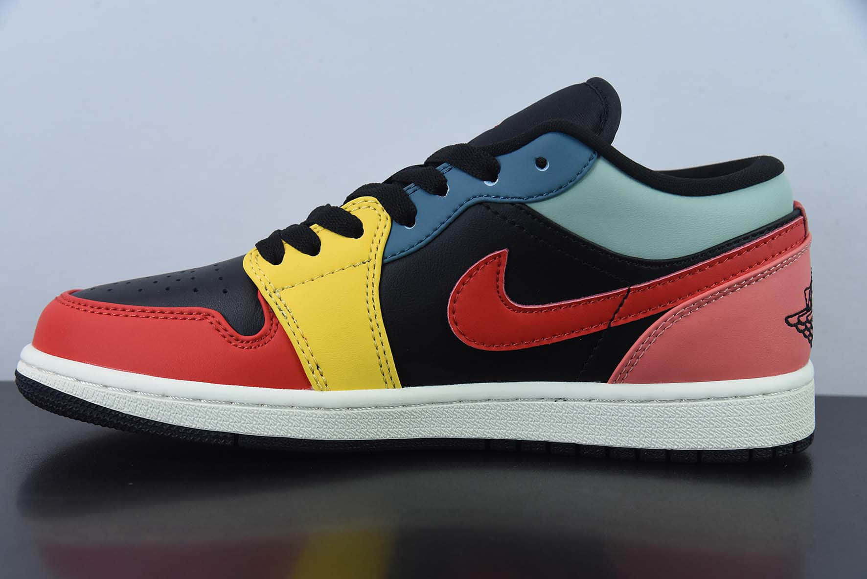 乔丹Air Jordan 1 Low Black Multi 黑黄红拼接低帮文化篮球鞋纯原版本 货号：DN3739-060