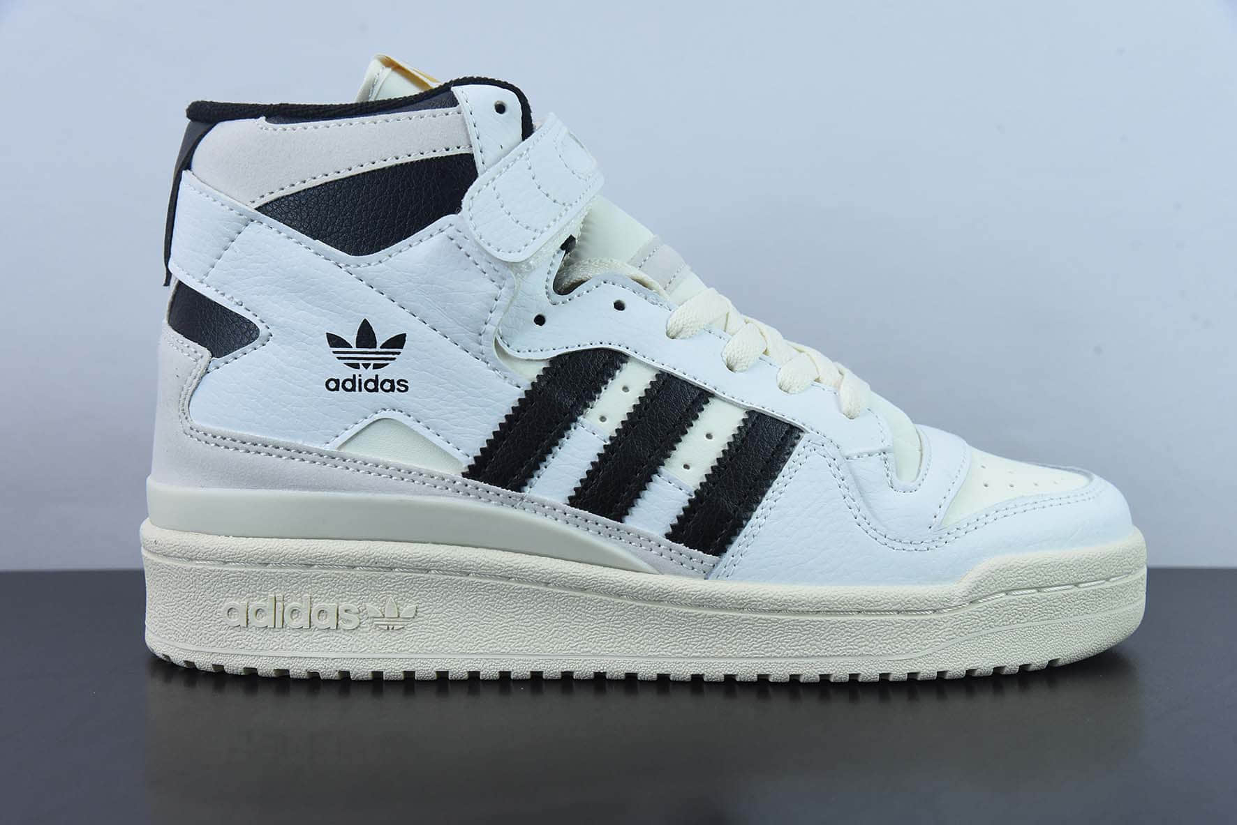 阿迪达斯Adidas Originals Forum 84 High 罗马系列皮革米白黑魔术贴高帮复古系带百搭休闲运动板鞋纯原版本 货号:GY5847