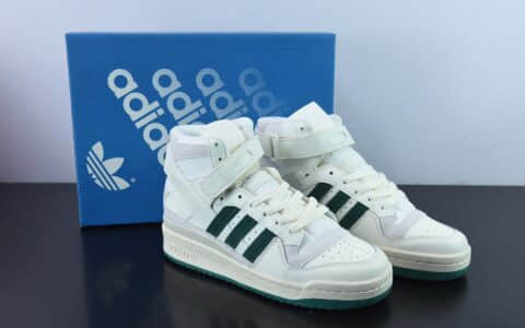 阿迪达斯Adidas Originals Forum 84 High 罗马系列皮革米白深绿魔术贴高帮复古系带百搭休闲运动板鞋纯原版本 货号：GX1519