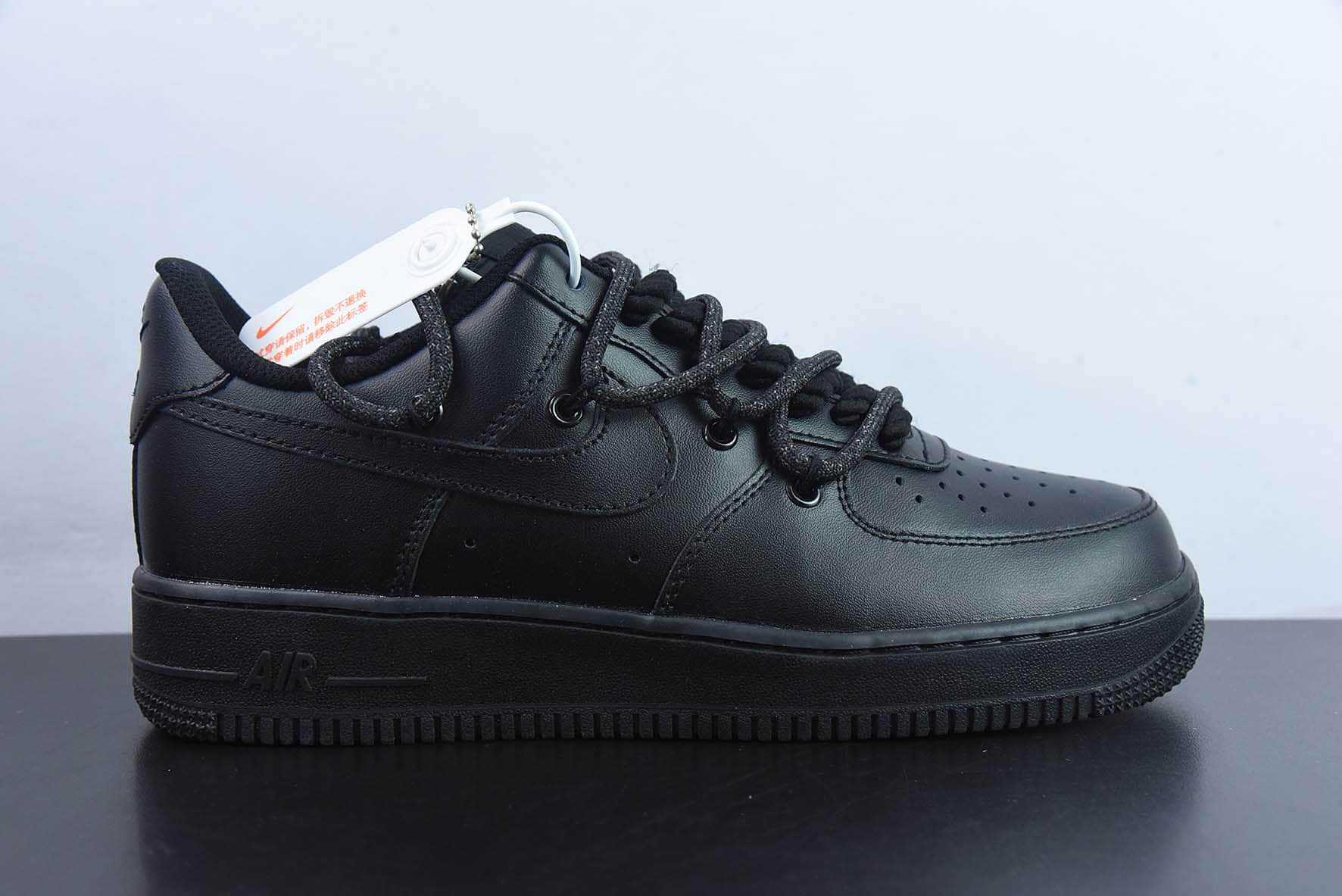耐克Nike By You Air Force 1'07 Low Retro SP“全黑武士绑绳”空军一号低帮休闲板鞋纯原版本 货号:CV1724-001