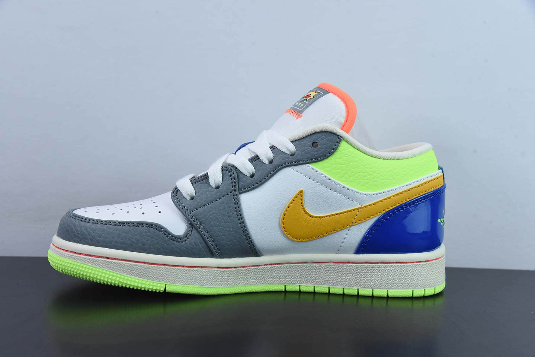 乔丹Air Jordan 1 Low AJ1 乔1漆皮白灰黄蓝拼色复古文化休闲运动板鞋纯原版本 货号：FB1835-181
