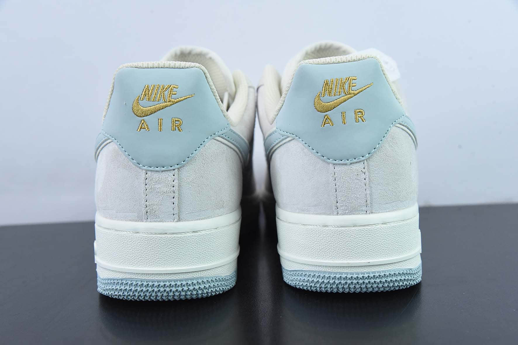 耐克Nike Air Force 1 Low ’07 麂皮浅灰淡蓝金迷你双钩子空军一号低帮休闲板鞋纯原版本 货号:KK5636-510