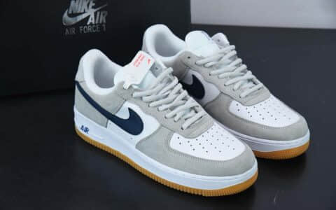 耐克Nike Air Force 1’07 Low 灰蓝深胶麂皮空军一号低帮休闲板鞋纯原版本 货号：AH0289-100
