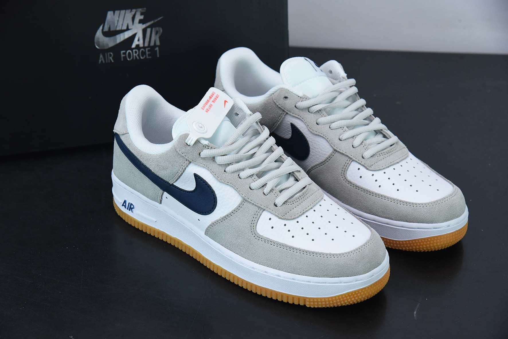 耐克Nike Air Force 1'07 Low 灰蓝深胶麂皮空军一号低帮休闲板鞋纯原版本 货号:AH0289-100