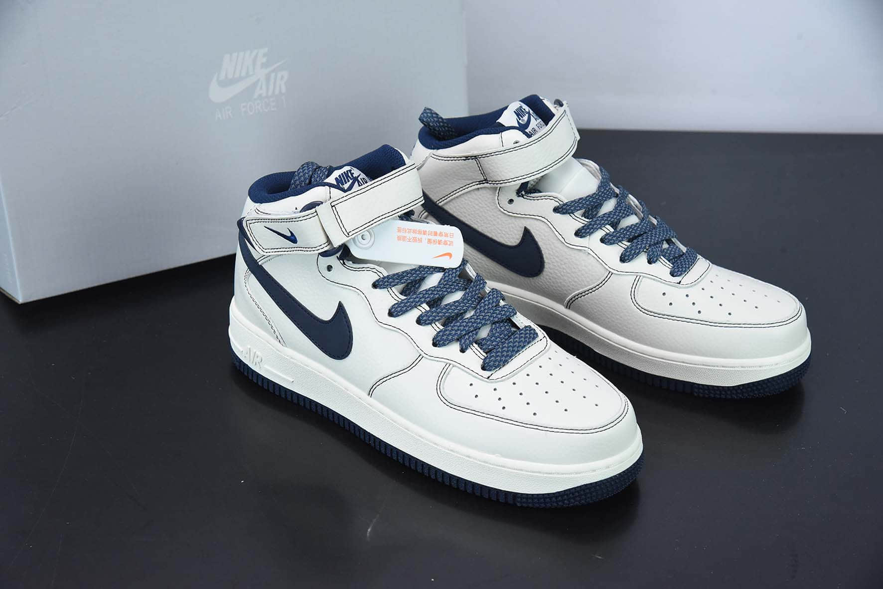 耐克Nike Air Force 1 MID 米深蓝满天星空军一号中帮休闲板鞋纯原版本 货号：MU3603-202