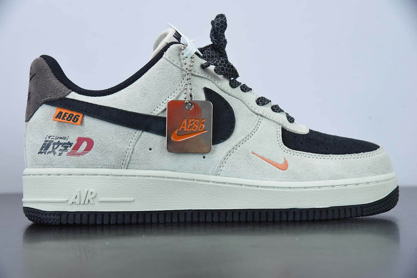 耐克Nike Air Force 1'07 Low 头文字D联名款麂皮黑灰空军一号低帮休闲板鞋纯原版本 货号:BS9055-801