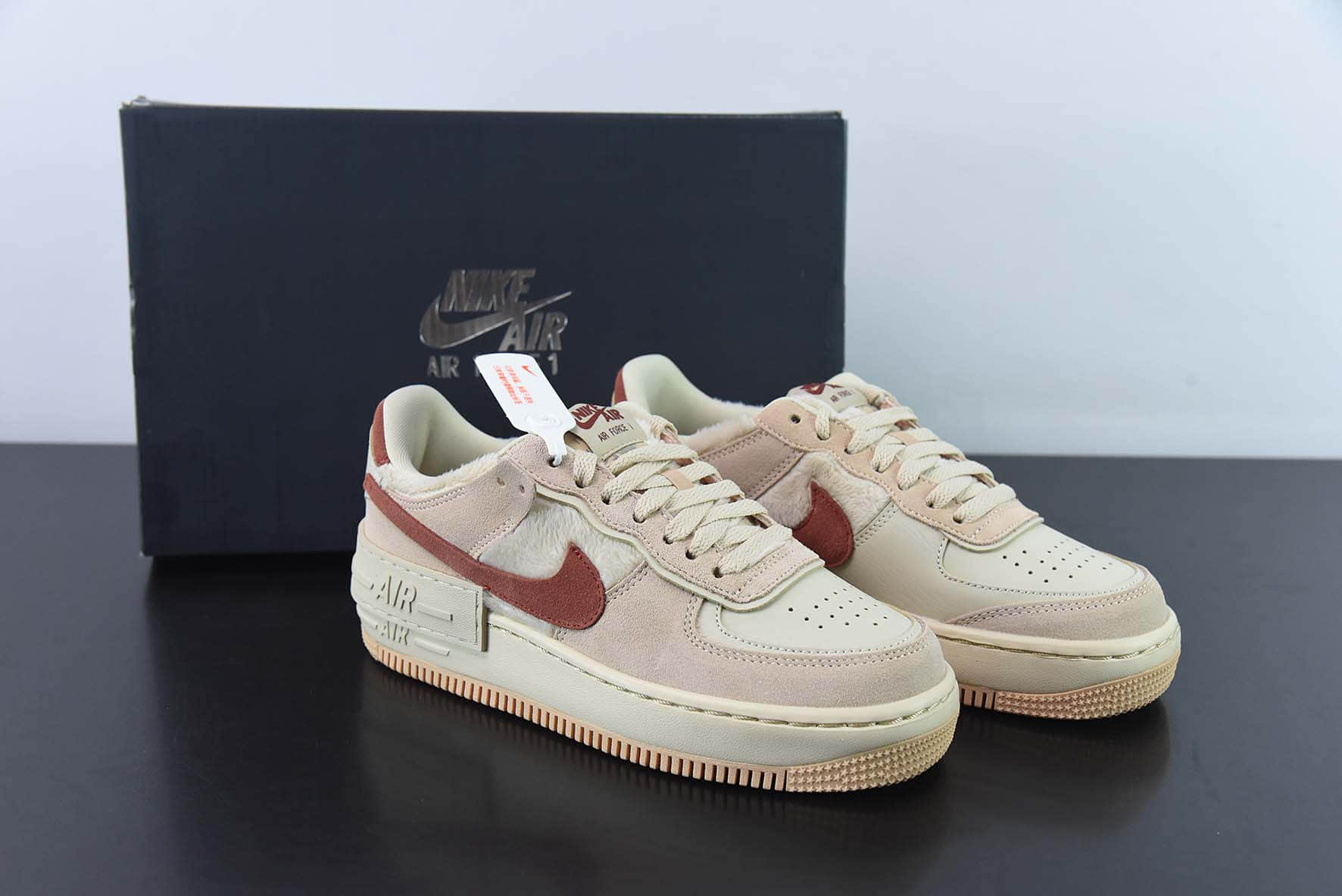 耐克Nike Air Force 1 Shadow 麂皮灰粉空军一号马卡龙轻量增高低帮百搭板鞋纯原版本 货号：DZ4705-200