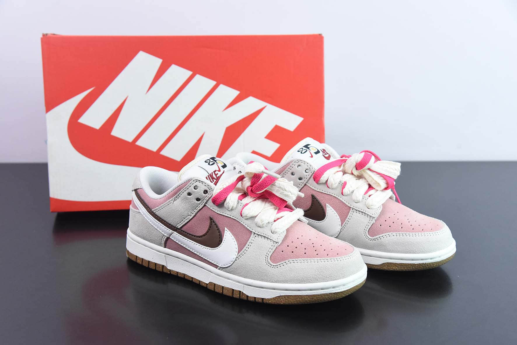 耐克Nike Dunk Low SE 85粉白棕双钩复古休闲板鞋纯原版本 货号： DO9457-121