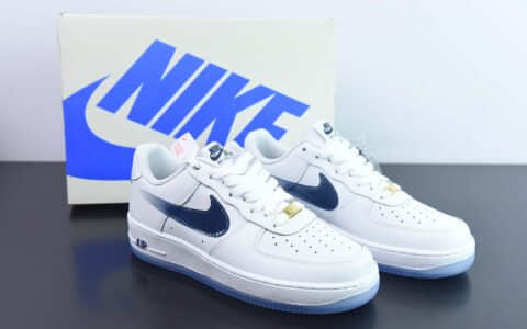 耐克Nike By You Air Force 1’07 Low Retro SP “皮革白深蓝渐变钩子”空军一号低帮休闲板鞋纯原版本 货号：CO3363-366