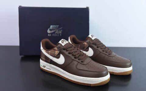 耐克Nike Air Force 1’07 Low 深棕格子布美式复古空军一号低帮休闲板鞋纯原版本 货号：DV0791-200