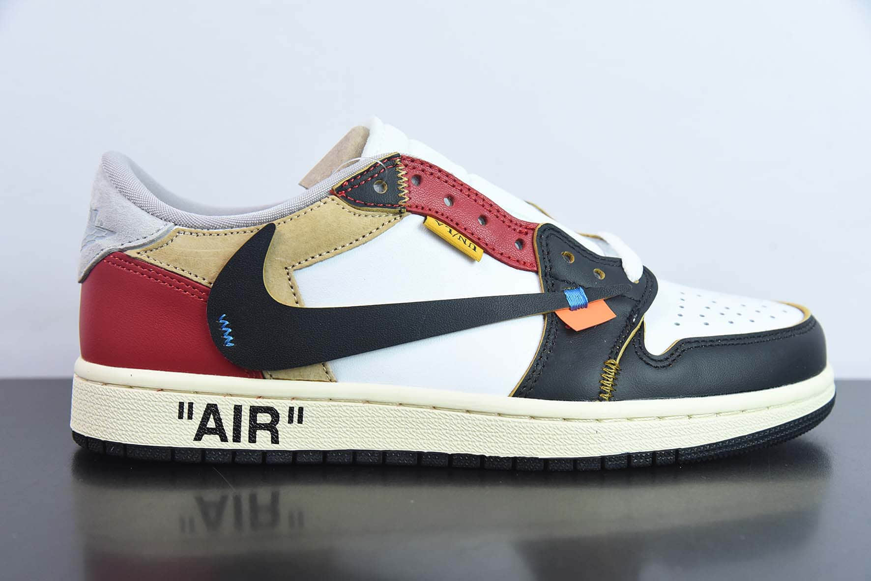 乔丹Air JordanUnion LA x Off-White x Air Jordan 1 Low OGGOAT LOWSAJ1 “OW三方联名黑白红倒钩”低帮篮球鞋纯原版本 货号：CZ0790-107