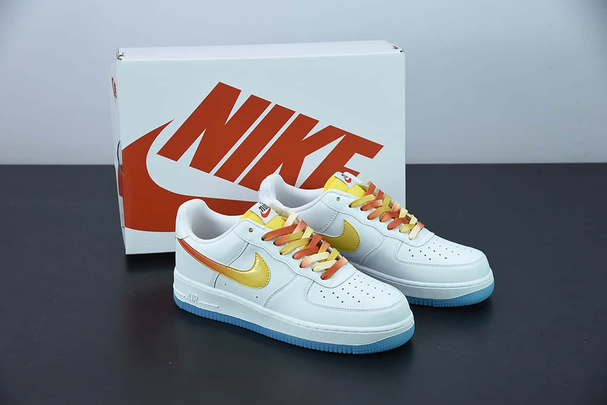 耐克Nike Air Force 1 AF1 白红黄渐变海外版空军一号低帮休闲板鞋纯原版本 货号:NJ5696-789
