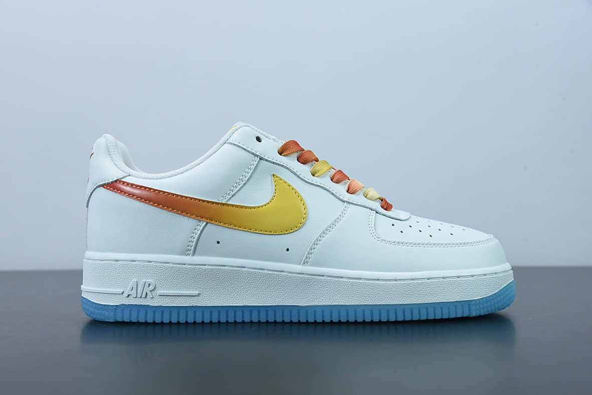 耐克Nike Air Force 1 AF1 白红黄渐变海外版空军一号低帮休闲板鞋纯原版本 货号:NJ5696-789