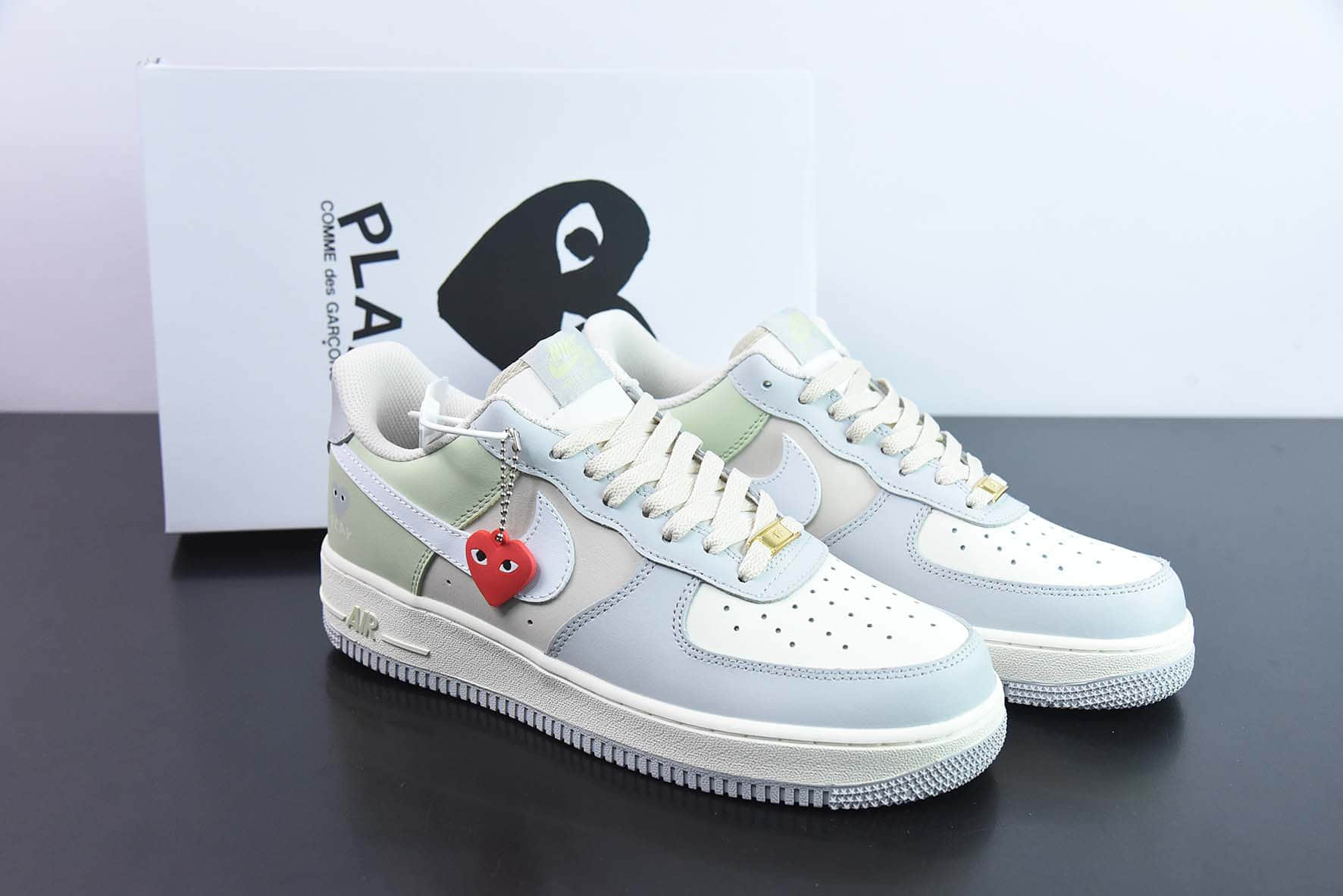 耐克Nike Air Force 1 Low ’07川久保玲联名浅绿灰蓝拼接空军一号低帮休闲板鞋纯原版本 货号：CJ0304-015