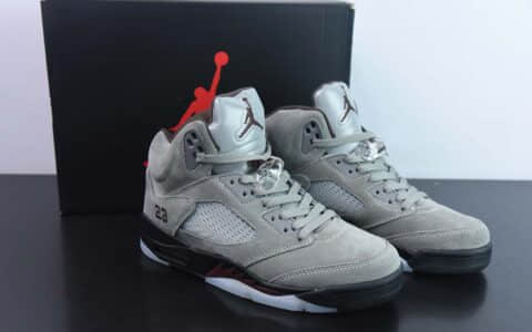 乔丹Air Jordan 5 A Ma Maniere x Air Jordan 5 Light Bone Retro AJ5灰红联名款高帮篮球鞋纯原版本 货号：FD1330-006