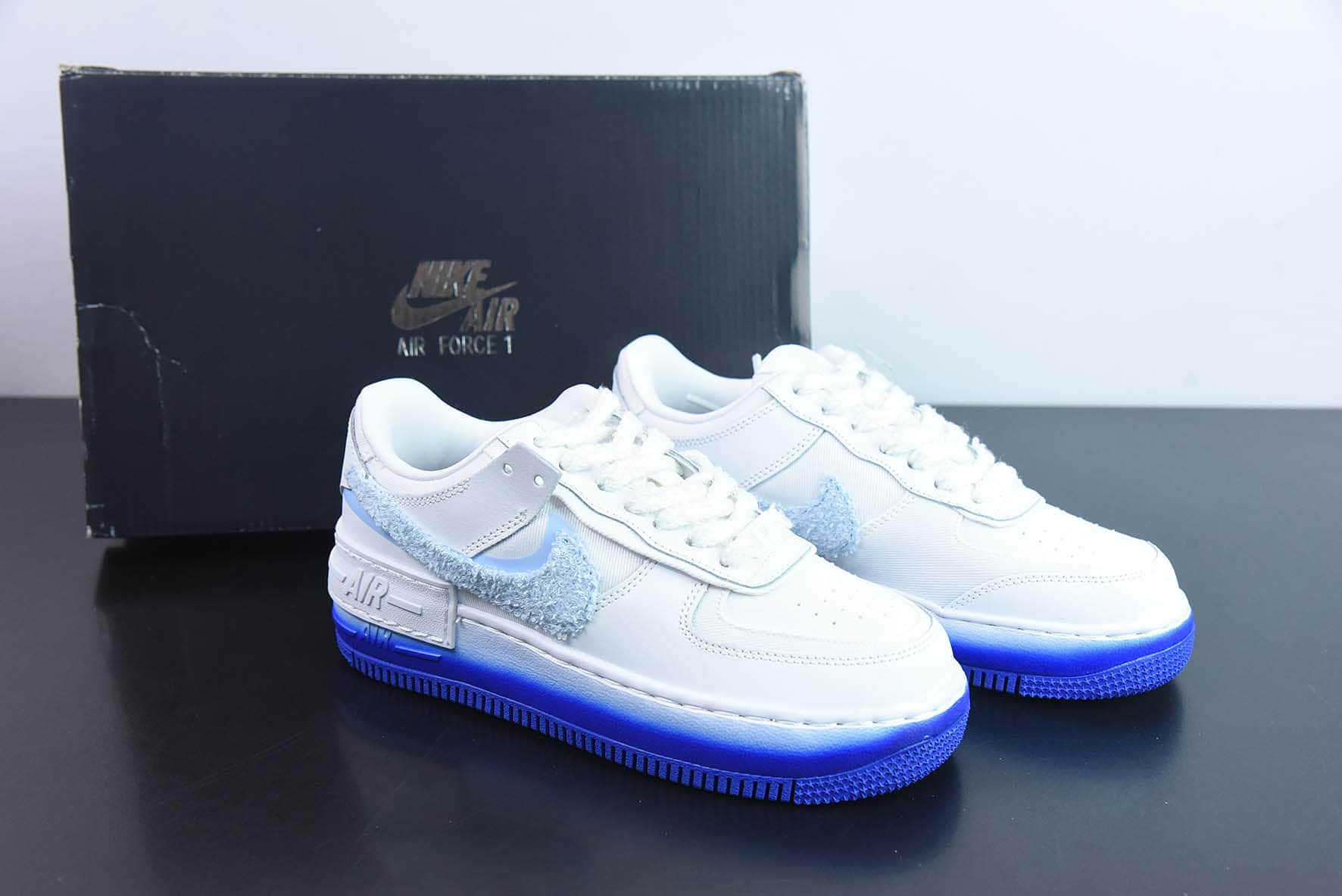 耐克Nike WMNS Air Force 1 ShadowPastel白蓝毛巾勾空军一号轻量增高低帮百搭板鞋纯原版本 货号:FJ4567-100