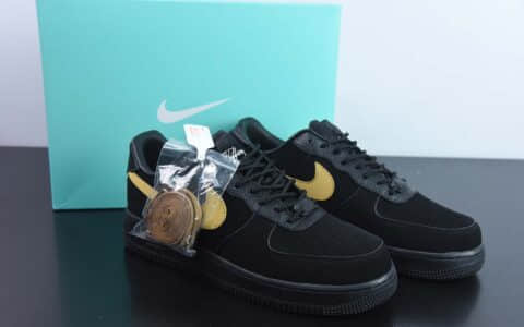 耐克Nike Air Force 1′ 07 蒂芙尼联名黑金空军一号低帮运动休闲板鞋纯原版本 货号：DZ1382-002