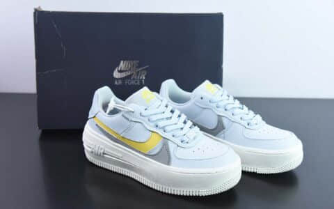 耐克Nike Air Force 1 PLT.AF.ORM Triple White 米白灰蓝黄空军一号低帮休闲板鞋纯原版本 货号：DJ9946-002