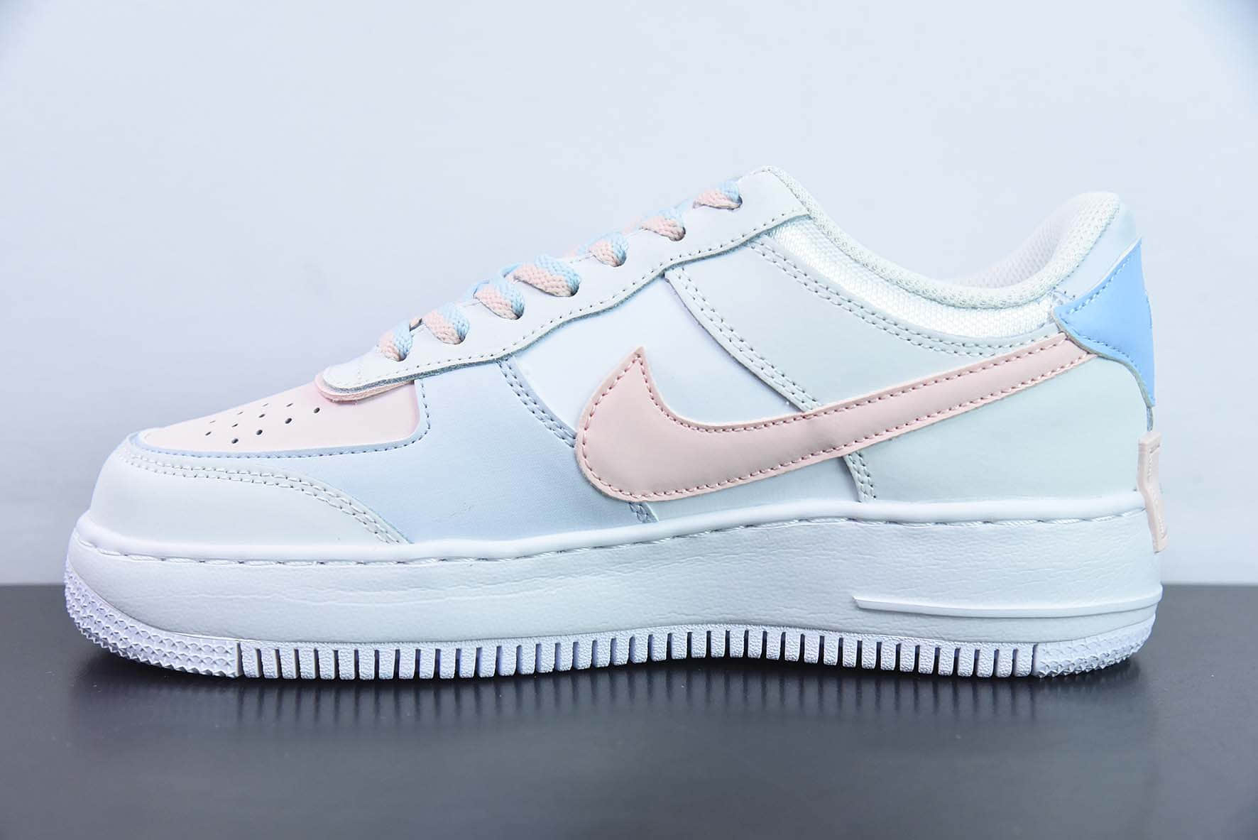 耐克Nike WMNS Air Force 1 ShadowTeamTen白米粉蓝像素爱心空军一号轻量增高低帮百搭板鞋纯原版本 货号:CI0919-117