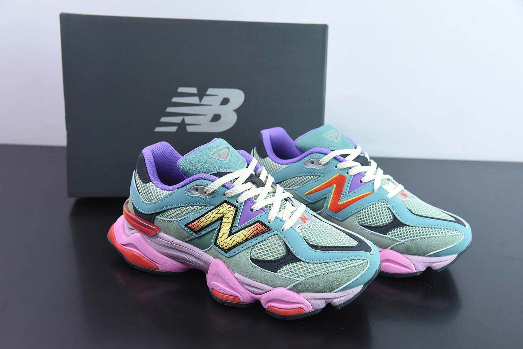 新百伦New Balance 9060Multi-Color系列工业绿粉彩虹复古百搭老爹风小象蹄休闲运动跑步鞋纯原版本 货号:U9060WRB