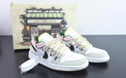 乔丹Air Jordan 1 Low灰白棕解构抽绳低帮文化篮球鞋纯原版本 货号：FD9906-131