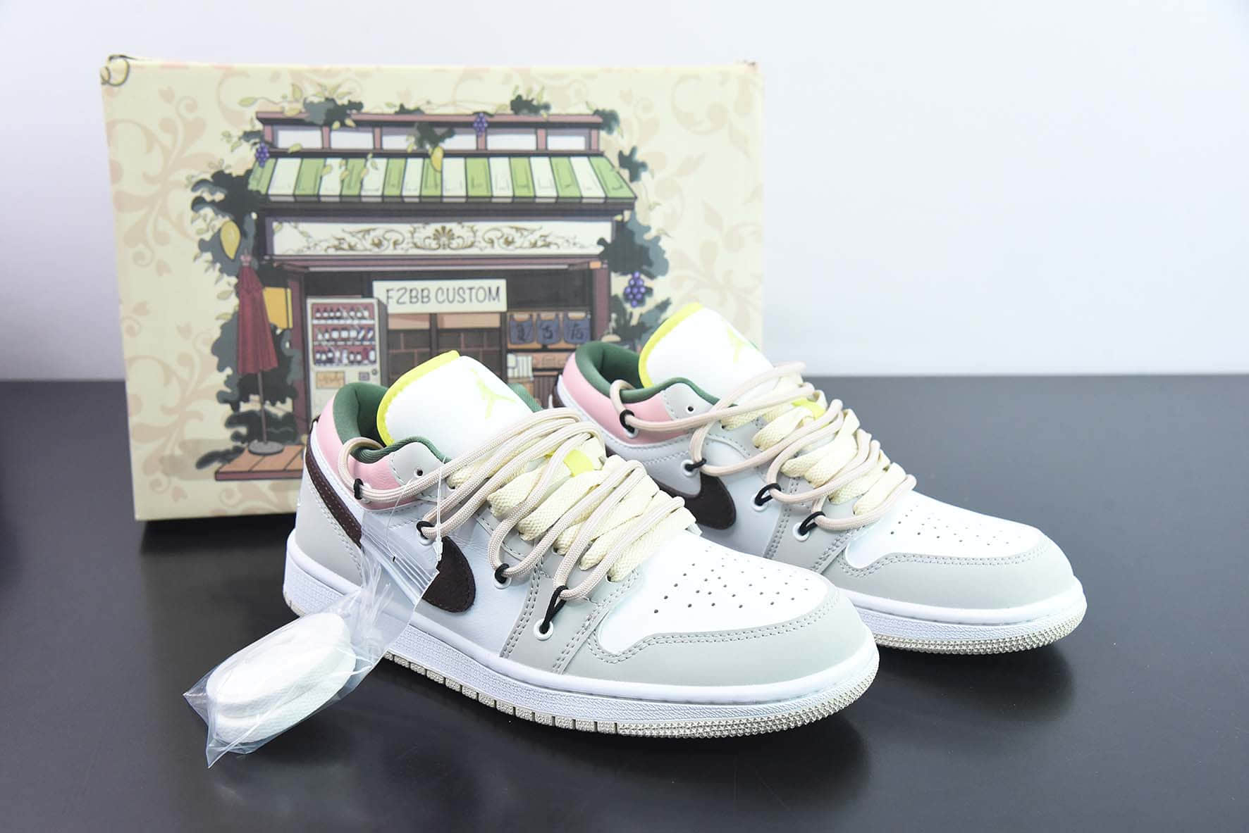 乔丹Air Jordan 1 Low灰白棕解构抽绳低帮文化篮球鞋纯原版本 货号：FD9906-131