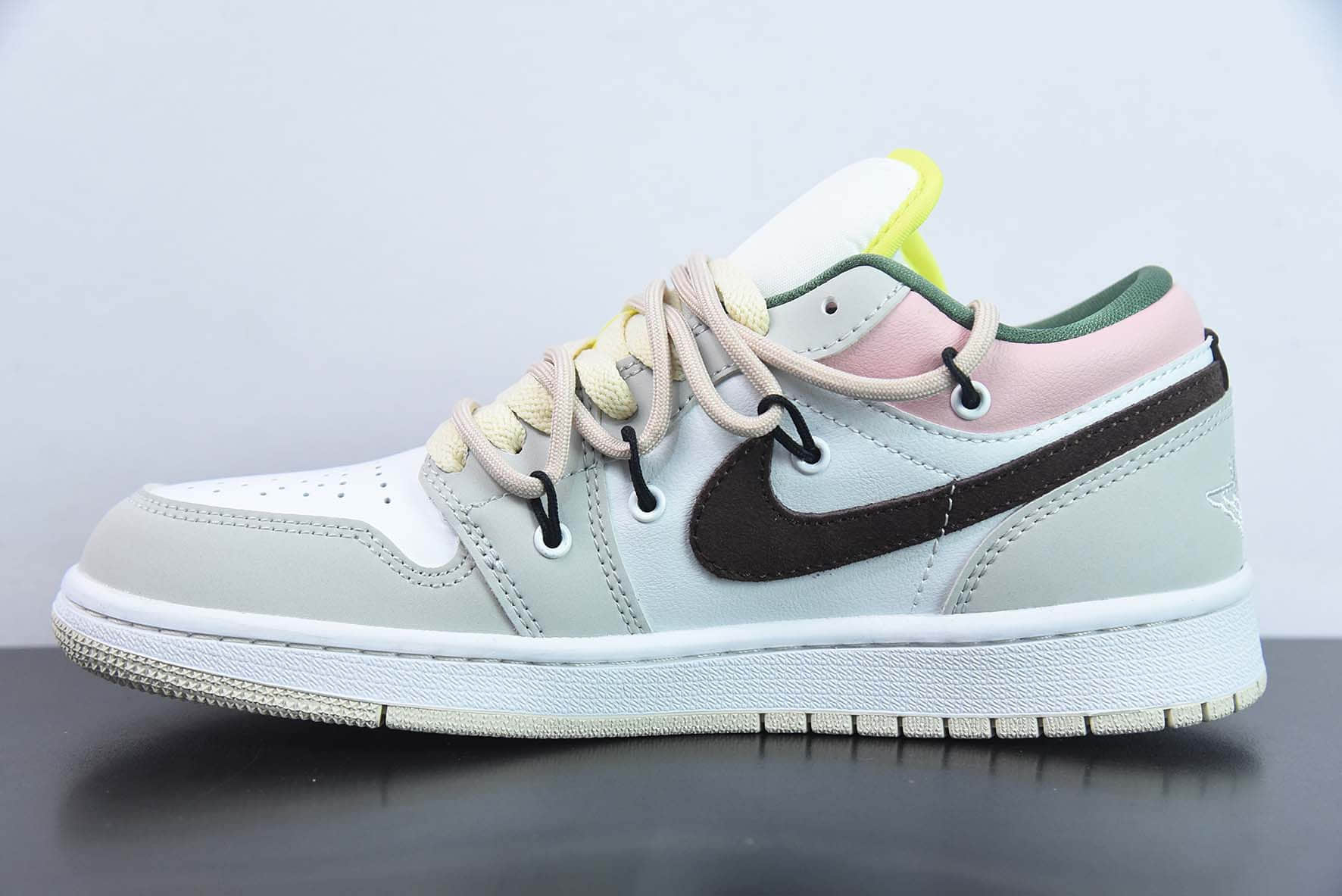 乔丹Air Jordan 1 Low灰白棕解构抽绳低帮文化篮球鞋纯原版本 货号：FD9906-131