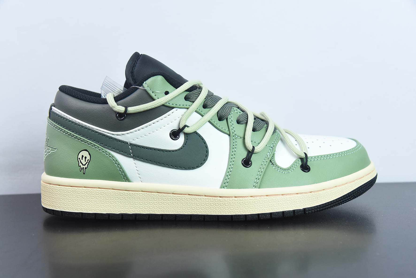 乔丹Air Jordan Low AJ1白绿双绑绳低帮经典复古运动篮球鞋纯原版本 货号:553558-062