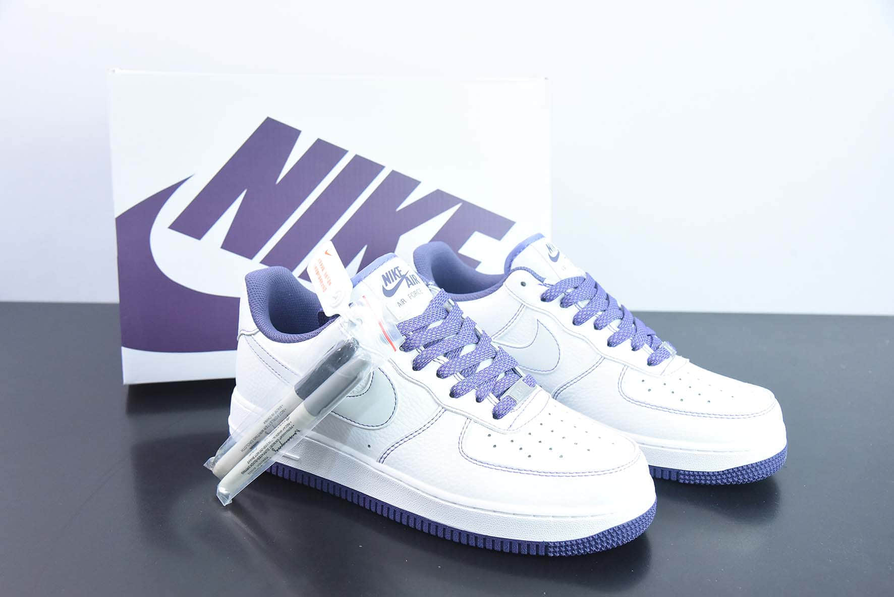 耐克Nike Air Force 1’07 LowWhitePurple Reflectiv皮革白葡萄紫3M天使反光空军一号低帮休闲板鞋纯原版本 货号:MM3603-025