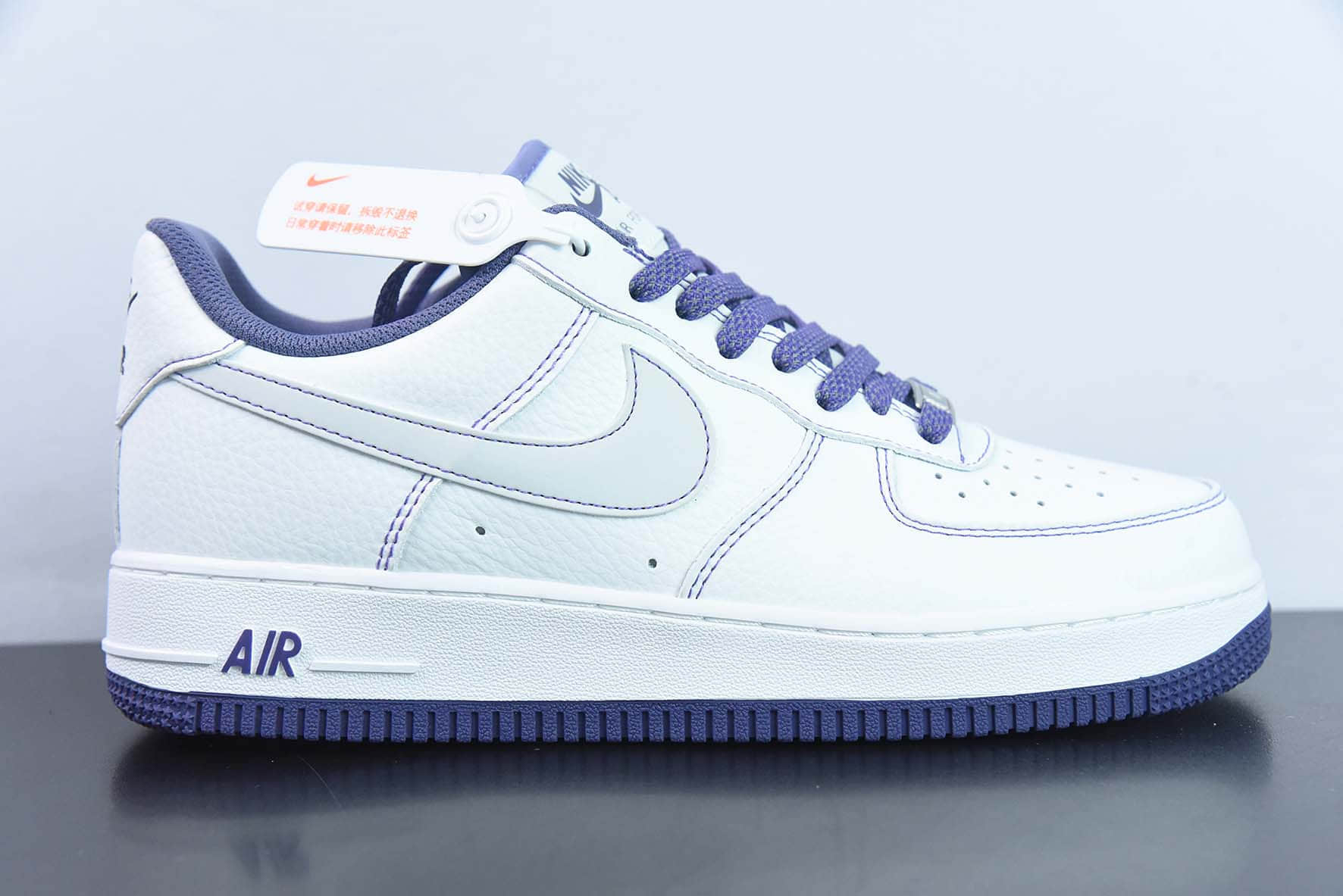 耐克Nike Air Force 1’07 LowWhitePurple Reflectiv皮革白葡萄紫3M天使反光空军一号低帮休闲板鞋纯原版本 货号:MM3603-025