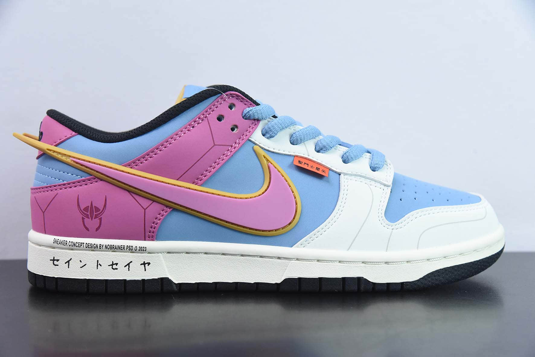 耐克Nike SB Dunk Low 粉蓝白圣斗士星矢联名SB低帮休闲滑板鞋纯原版本 货号：ZD2356-153
