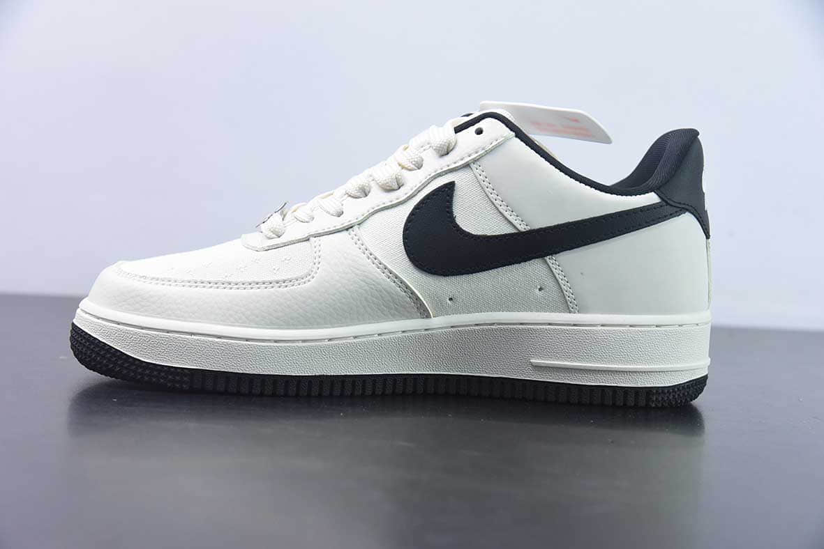 耐克Nike Air Force 1 Low 07 BAPE拼接米白黑空军一号低帮休闲板鞋纯原版本 货号：BS9055-746