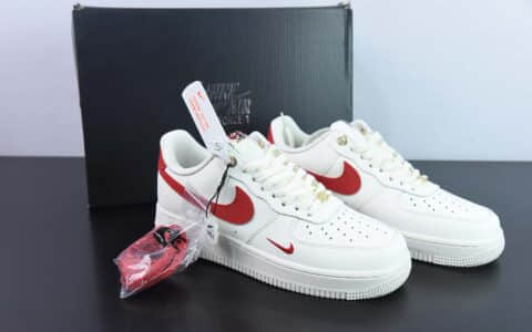 耐克NIke Air Force 1 ’07 Low “40周年纪念款–米白红”空军一号低帮休闲板鞋纯原版本 货号：DQ7658-107