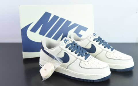 耐克NIke Air Force 1 '07 米白深蓝帆布面空军一号低帮休闲板鞋纯原版本 货号：TQ1456-299
