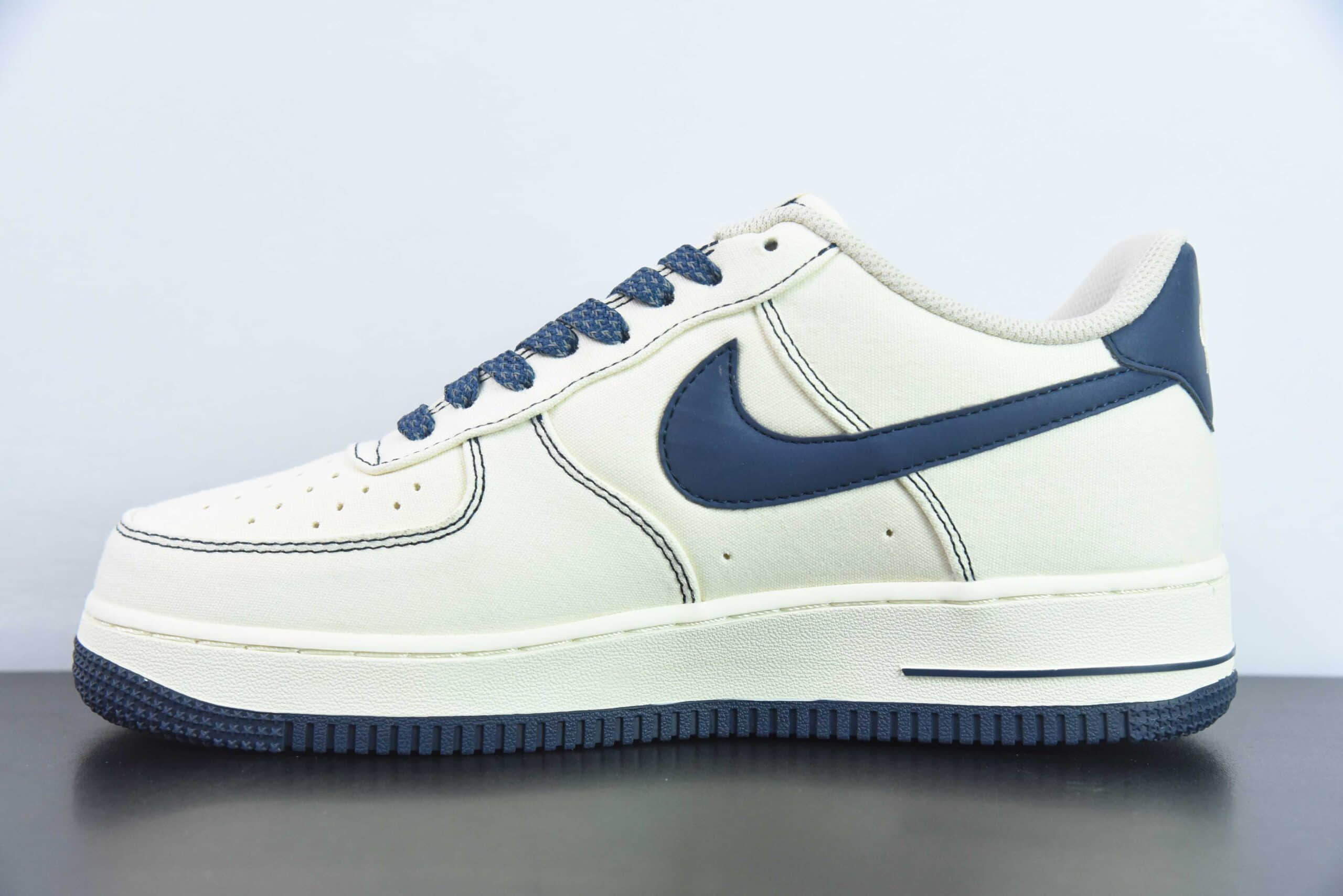 耐克NIke Air Force 1 '07 米白深蓝帆布面空军一号低帮休闲板鞋纯原版本 货号:TQ1456-299