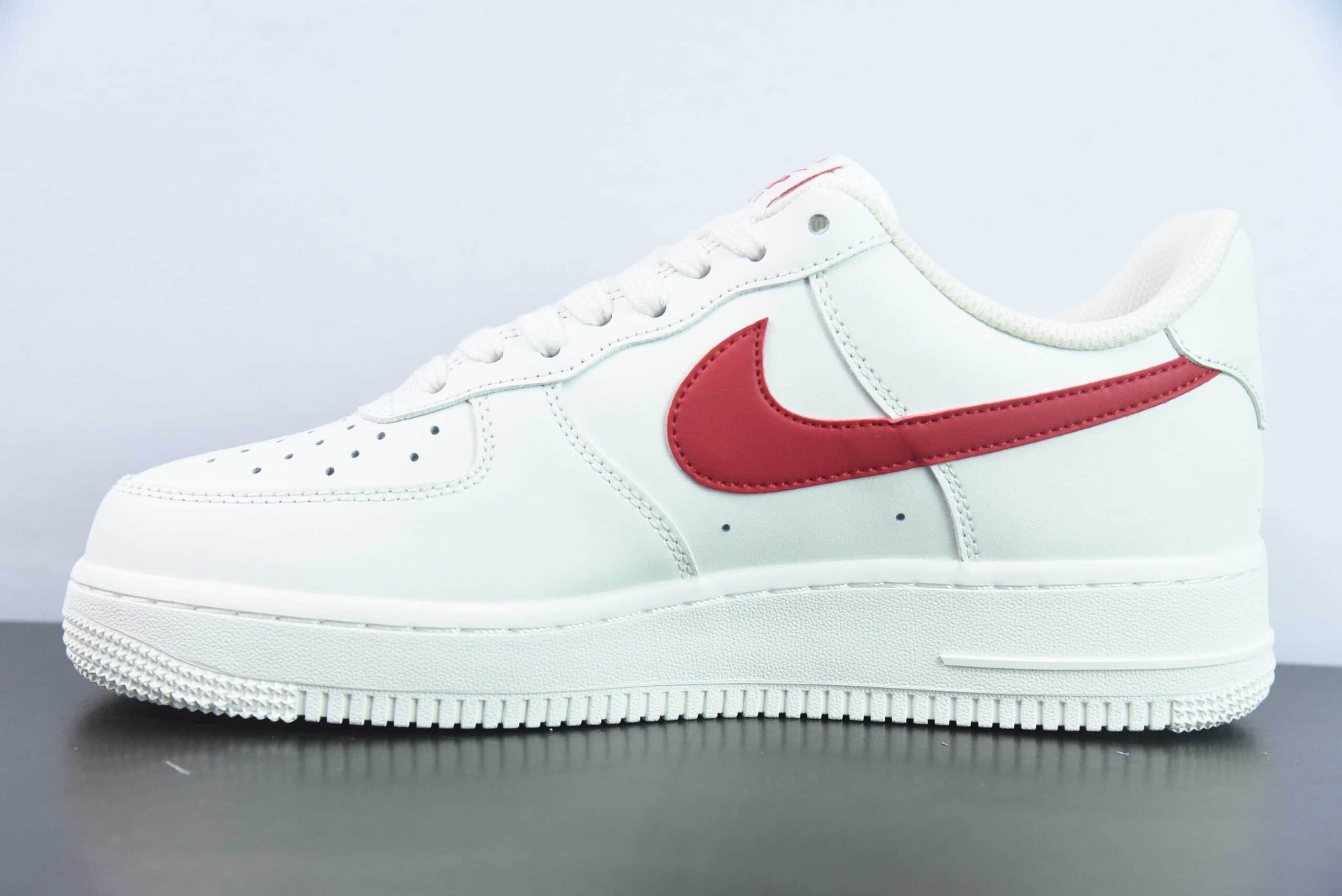 耐克Nike Air Force 1'07 Low 元年复刻奶白红校园红空军一号低帮休闲板鞋纯原版本 货号:315122-126