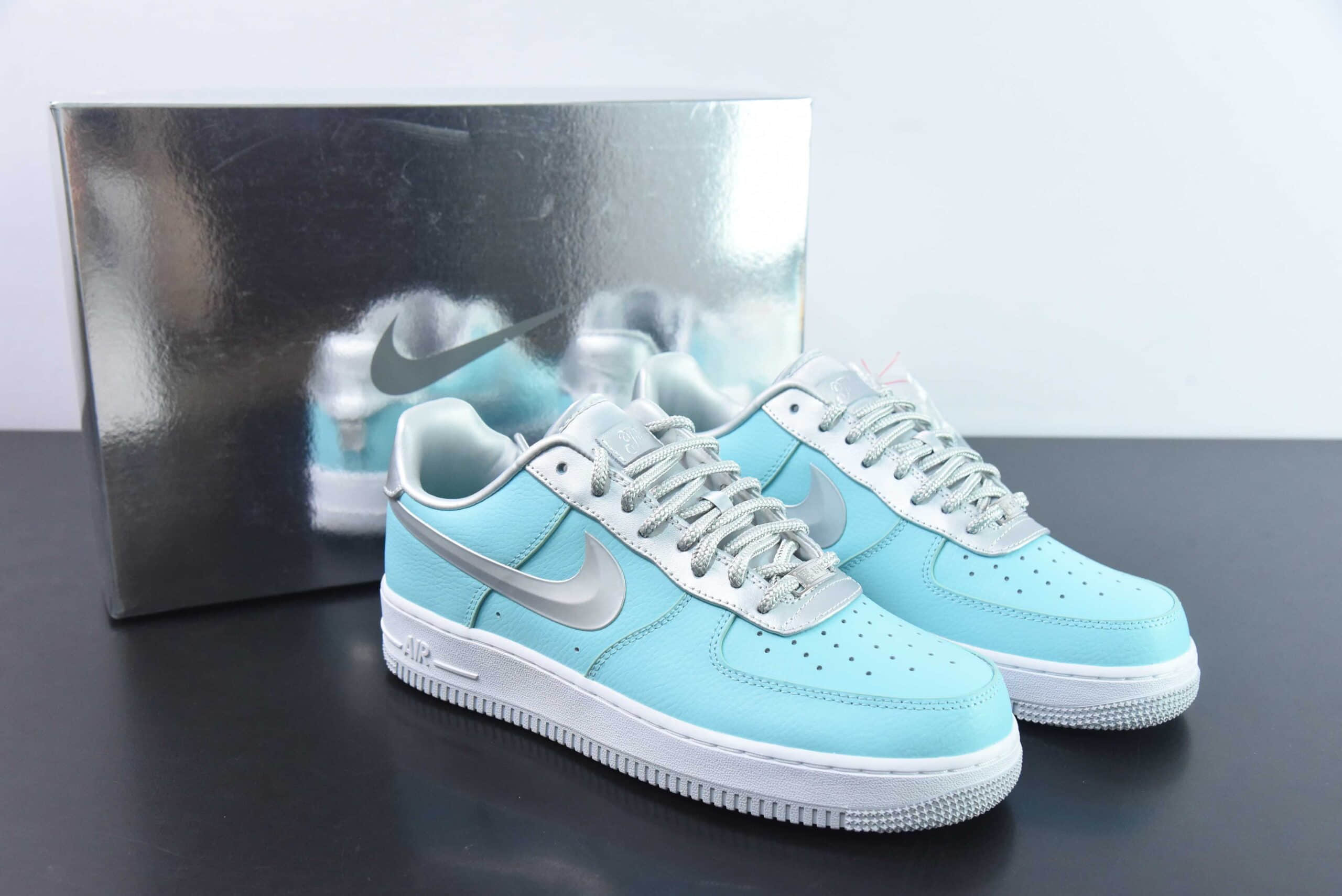 耐克Nike Tiffany & CO x Nk Air Force 1 Low 1837 蒂芙尼蓝太空银空军一号低帮板鞋休闲板鞋纯原版本 货号:DZ1382-003